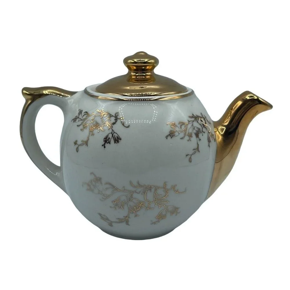 Hand painted 22-Kt. Gold 50th Anniversary Teapot with Lid